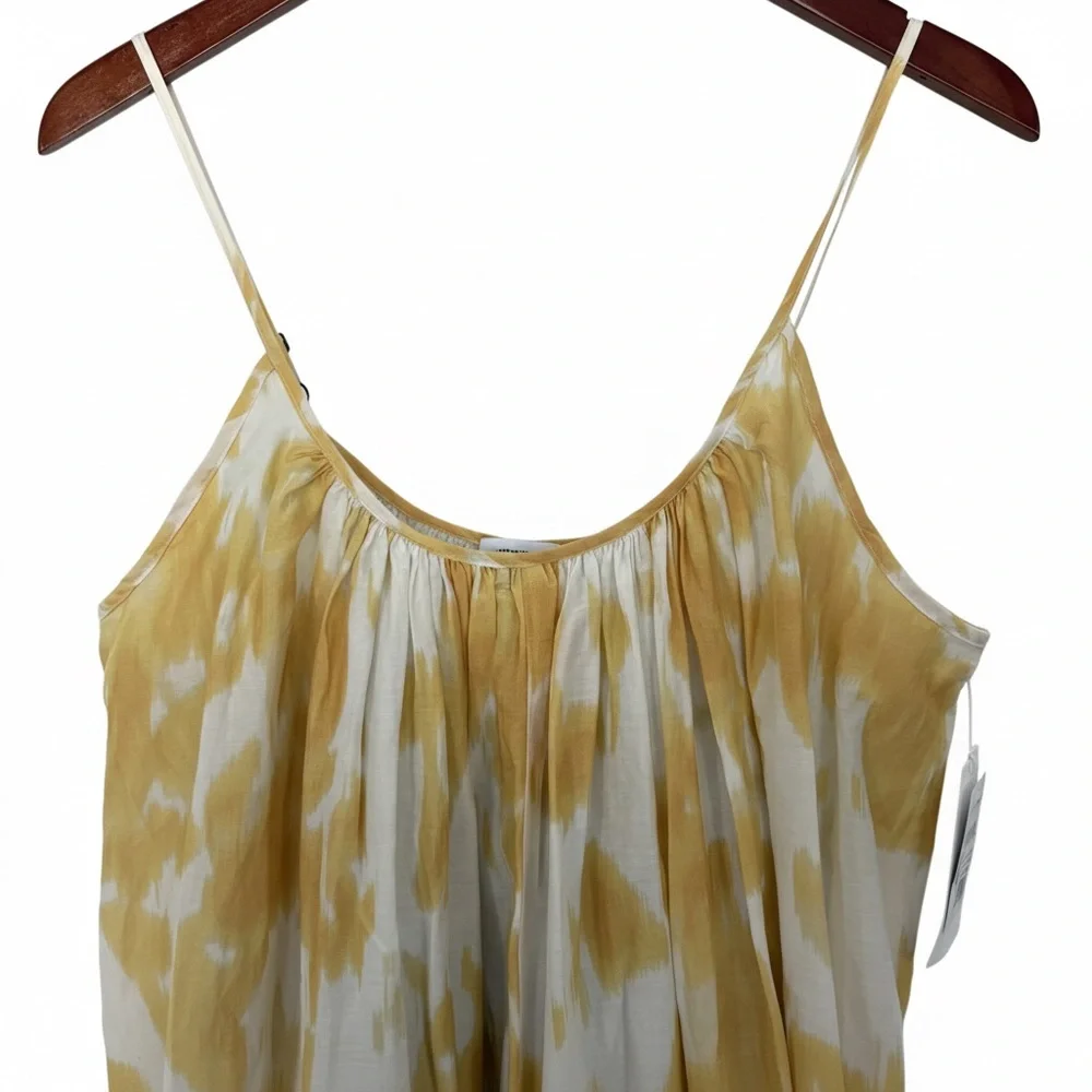 Nordstrom Silk Cotton Sun Dress Yellow White Maxi Pocket Boho Festival S - Picture 4 of 10